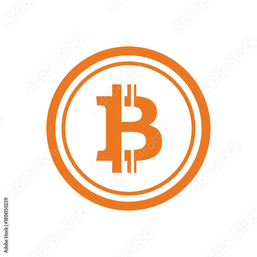 Bitcoin Symbol in Orange Circle - Digital Currency and Cryptocurrency Concept.