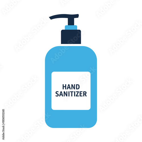 Blue Hand Sanitizer Bottle with Pump Dispenser for Hygiene.