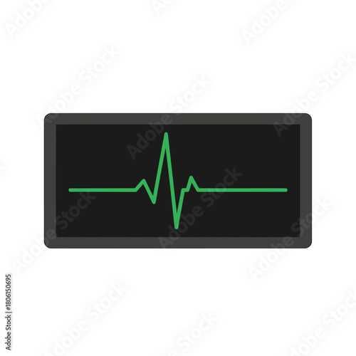 Green Heartbeat Line on Black Monitor Displaying Vital Signs.