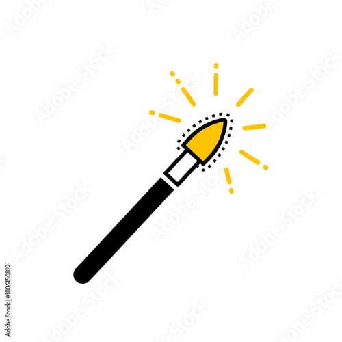 Illustration of a magic wand with sparkling light effect.