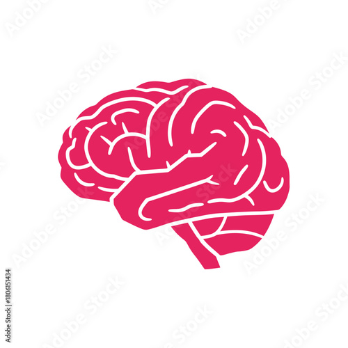 Vibrant Pink Brain Illustration - A Symbol of Intelligence and Thought.