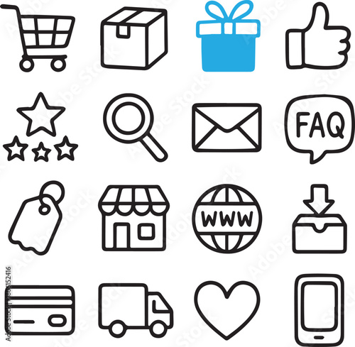 Modern Futuristic Tech Style E-commerce Outline User Interface Pack