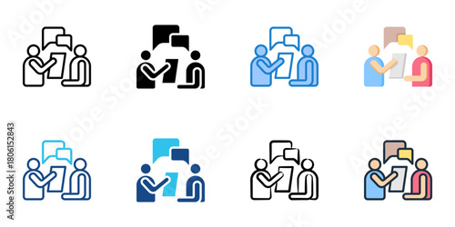Interview process icon set multiple style collection 
