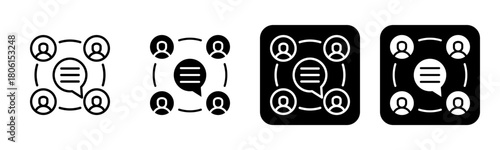 Socialization Icon Line and Black Fill Style Collection