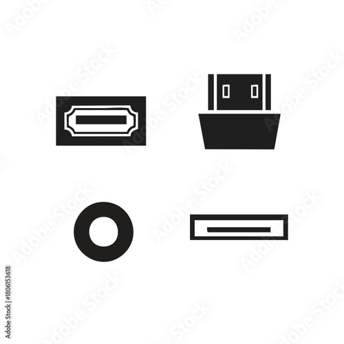 A Set of Four Black Computer Port Connector Icons.