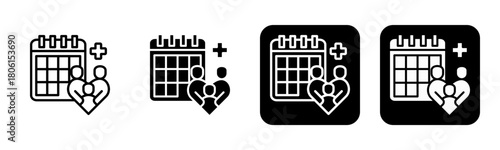 Family Health Care Icon Line and Black Fill Style Collection
