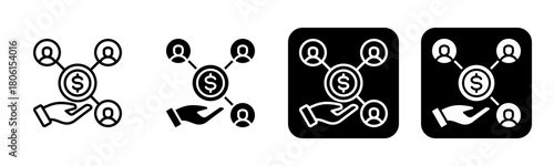 Profit Sharing Icon Line and Black Fill Style Collection