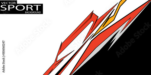 Exclusive red and black color combination sport racing car livery design, for universal medium eps10 vector ready to print.