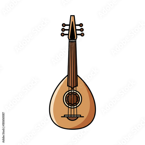 traditional musical instrument gambus. isolated on white background.