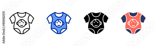 Baby Clothes icon set multiple style collection