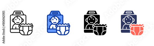 Diaper Pack icon set multiple style collection