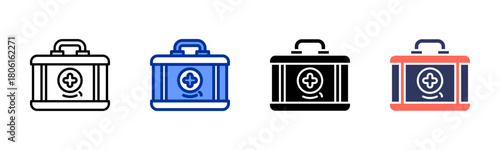 Baby First Aid Kit icon set multiple style collection