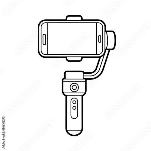 Smartphone Gimbal Stabilizer Vector Line Art Illustration