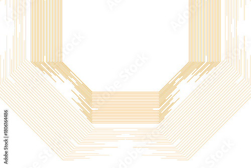 Orange octagonal lines abstract futuristic tech background