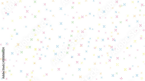 Colorful Cross Shapes Scattered on White Background
