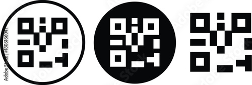 mobile payment icon set. QR code template, contrast, Qr code scan icon collection, mobile phone QR code icon for apps, scan me QR Code,
