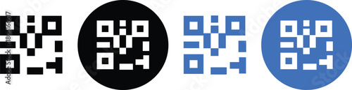 QR code icon, contrast, QR code scanning thin line and flat icon for your app and web, mobile phone QR code icon for apps, payment systems illustration,

