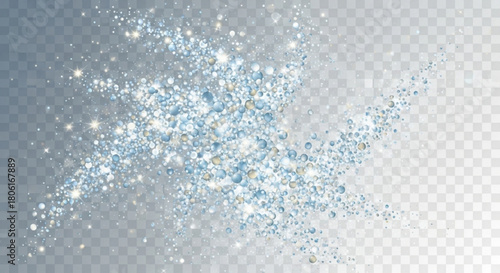 Glittering blue sparkles on transparent background, a magical and festive design element for adding a touch of shimmer and elegance to your projects