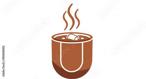 A steaming cup of hot chocolate with a melting marshmallow, a cozy treat for chilly days, isolated on