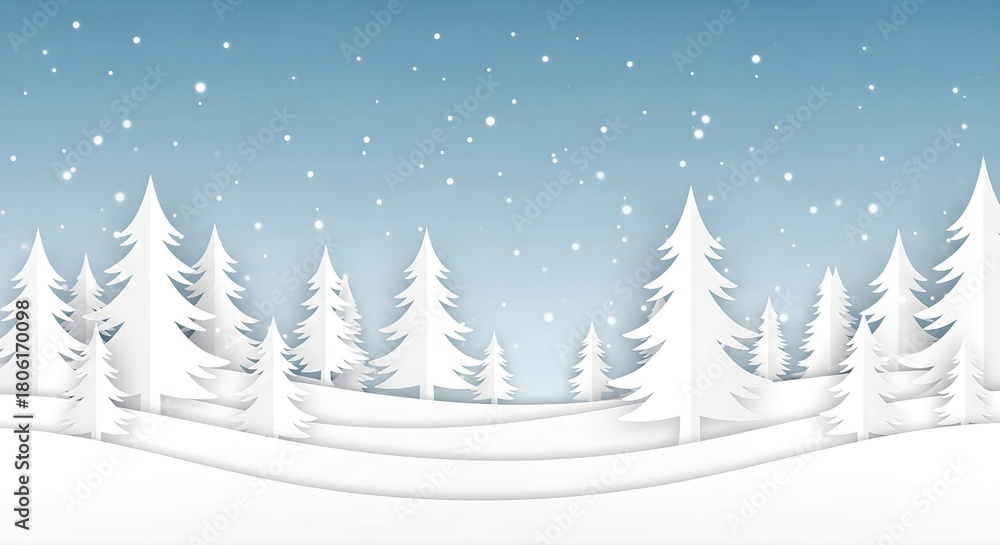 Obraz premium Winter Wonderland - A Serene Forest Scene with Snow-Covered Trees.