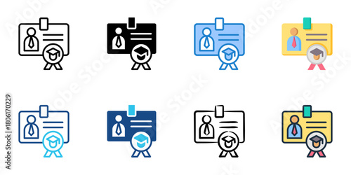 Apprenticeship icon set multiple style collection 
