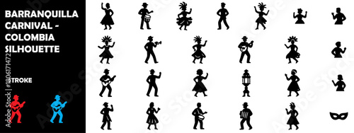 Barranquilla Carnival Colombia Silhouette – Dance Parade, Cultural Festival Vector