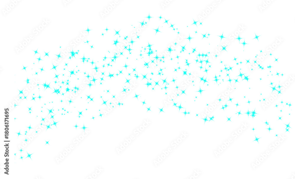 Naklejka premium Cyan Star Sparkles png fairy dust curve on white background simple magical sparkle arch