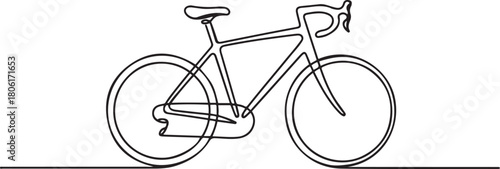 Art of bicycle. continuous line drawing of a bicycle. cycling with a Healthy lifestyle. one line Icon drawing with white background
