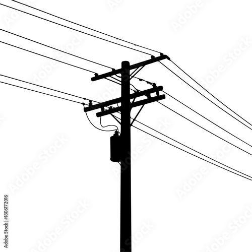 power line and utility pole  silhouette vector illustration