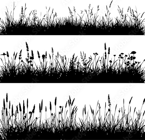 Wallpaper Mural set of grass silhouettes Torontodigital.ca