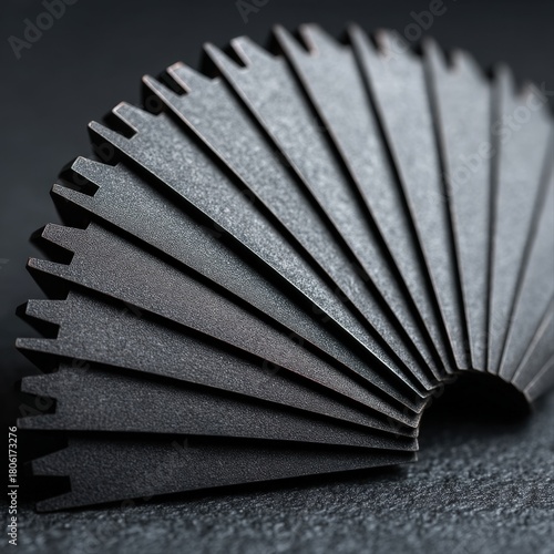 Precision micrometer and feeler gauges arranged neatly on matte acrylic surface