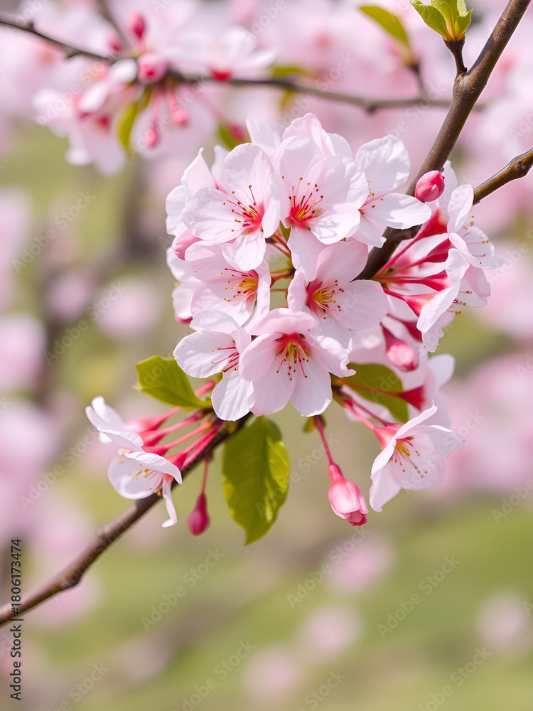 Obraz premium Cherry blossom branch in nature floral arrangement springtime isolated on transparent background