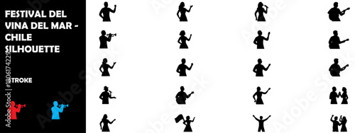 Viña del Mar Festival Chile Silhouette – Music Concert, Cultural Event Vector