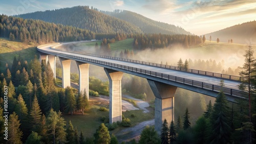 Wallpaper Mural A pedestrian bridge spans the A4 highway beneath a serene Thuringian forest landscape near Willrode Torontodigital.ca