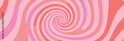 Mesmerizing pink and coral spiral vortex pattern, abstract psychedelic optical illusion background with curved wavy lines, motion effect and vibrant colors.