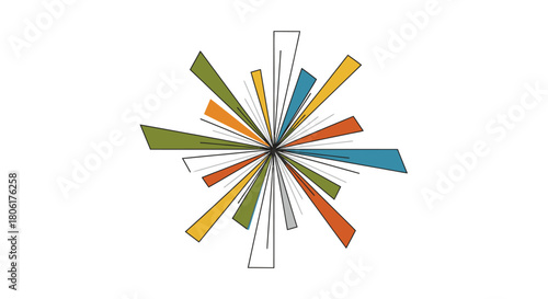 Dynamic burst of vibrant colors emanating from a central point, perfect for modern designs and creative projects needing a bold, eye-catching element