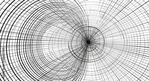 Dynamic black and white grid with swirling vortex effect for modern backgrounds or abstract designs, ideal for technology or futuristic themes