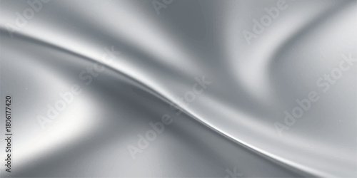 Smooth silver silk fabric background with a soft, elegant texture and gentle wave motion