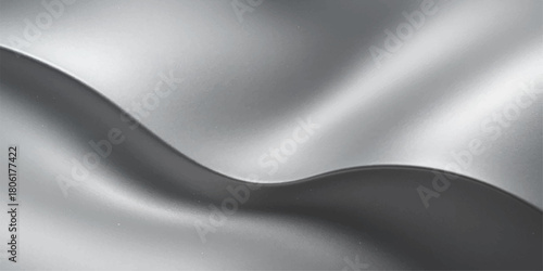 Abstract silver satin fabric texture with smooth metallic light waves, ideal for elegant textile design wallpaper backdrop