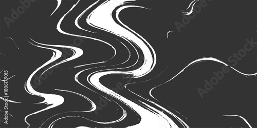 Abstract black and white background pattern of winding curves on a highway path vector illustration