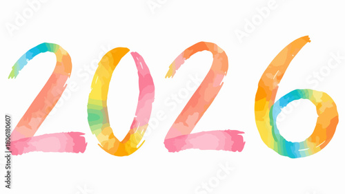 水彩風の2026年数字 – 新年デザイン | Happy New Year 2026 - Water color Style Numbers | Watercolor Painted 2026 Numbers – Happy New Year Design 