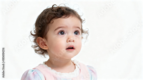 Portrait of a curly-haired little girl 2-3 years old