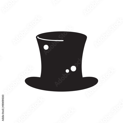 Simple black and white illustration of a classic top hat design