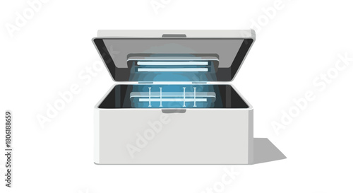 UV Light Sterilizer Box Open for Disinfection and Germ Removal White Background Illustration