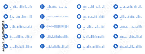 Music player sound waves set. Podcast waveform pattern for mobile voice message and streaming.
