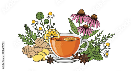 Soothing Herbal Tea with Spices and Flowers
