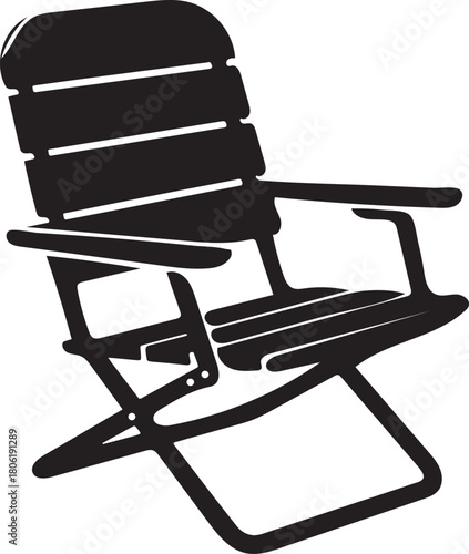 Black and White Silhouette of a Foldable Adirondack Chair on a White Background outdoor furniture