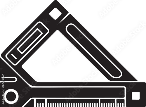 Black Silhouette of a Combination Square on a White Background measuring tool layout tool