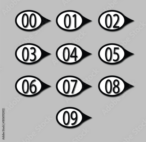 Number circle bullet zero to nine vector
