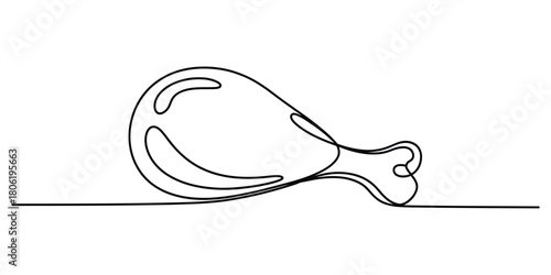 Continuous line drawing of a chicken drumstick isolated vector